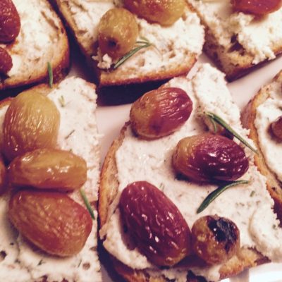 Roasted Grape & Goat Cheese Crostini